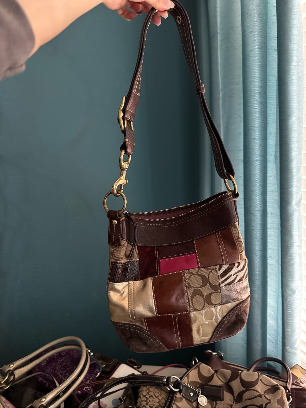 Y2K Vintage Coach Leather Patchwork Bag + matching wallet